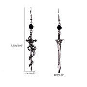 Gothic Sword Earrings Goth Earrings Gift for Women Asymmetrical Sword Dangle Earrings Christmas Halloween Party Ornament