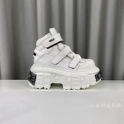 2025 New Punk Style Women Shoes Gothic Ankle Rock Boots Lace-up Heel Height 9CM Platform Shoes Woman Metal Decor Woman Sneakers