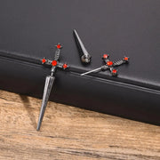 Gothic Kinitial Sword Earrings Vintage Cool Punk Crystal Ear Jacket Goth Dagger Earrings For Men Rock Anniversary Jewelry Gift