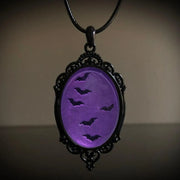 Gothic Horror Cameo Necklace Women Man Witch Jewelry Accessories Bat Castle Crow Black Cat Pumpkin Charm Rope Chain Choker Trend