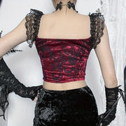 New Autumn Gothic Style Composite Lace Corset Top - Women's Spliced Design Blouse for Office, Dating & Street Wear