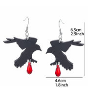 Gothic Black Romantic Crow Dangle Drop Earrings for Women Dark Halloween Jewelry Girls Cool Fashion Accessories