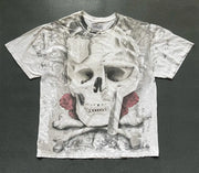 2000s Gothic T shirt Suffering Skeleton Print Top Y2K Angel Hip Hop Harajuku Street Plus Size Loose T shirt Fashion Clothing