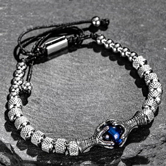 Gothic Men Eagle Claw Tiger Eye Natural Stone Bracelet for Men Stainless Steel Dragon Claw Beaded Bracelets Jewelry Gift