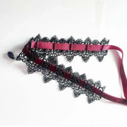 Gothic Collar Necklace Elegant Black Lace Bowkot Choker Necklace Y2K Choker Short Chain Necklace Fashion Jewelry