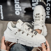 Women's Gothic Woman Sneakers  Ankle Boots Punk Style Black Shoes Rock Metal Decor Lace-up Heel Height Platform Shoes