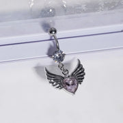 Fashion Navel Ring Delicate Zircon Bow Heart Belly Button Ring Piercing Barbell Pendant For Women Girls Body Piercing Jewelry