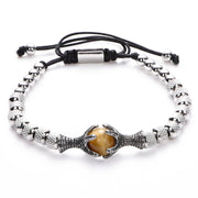 Gothic Men Eagle Claw Tiger Eye Natural Stone Bracelet for Men Stainless Steel Dragon Claw Beaded Bracelets Jewelry Gift