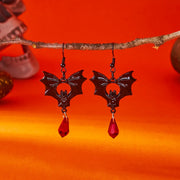 Gothic Bat Earrings Black Red Crystal Fringe Drop Pendant Dark Halloween Dangle Jewelry For Women Men Party Accessories Gifts
