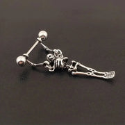 Gothic Halloween Tooth Skull Earrings for Women Men Punk Street Barbell Skeleton People Earrings Spooky Party Jewelry Gift