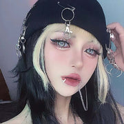 1Lot Goth Fake Lip Piercing Chain Ear Piercing Anime Cosplay Prop Jewelry Stainless Steel Ear Hoop Clip No Pierced Punk Harajuku