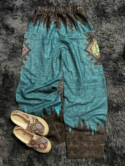 Women's Western Retro Ethnic Style Printed High Waist Wide Leg Pants