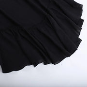 Goth Dark Kawaii Black Tiered Skirts 90S Retro Irregular Hem Party Bottoms Mall Gothic Women Fashion Dragging Skirt Alt Clothing