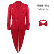 New Medieval Gothic Tailcoat Jackets Vintage Red Renaissance Coat Halloween Cosplay Costume Men Steampunk Victorian Jacket