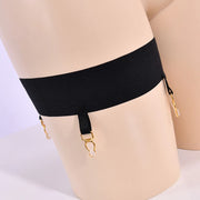 Gothic Elastic Thigh-high Garter Belt With Non-slip Band Cosplay Sexy Lingerie Elastic Leg Harness 4 Metal Buckles Socks Clips