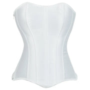 Gothic Black Satin Overbust Corset Top for Women Sexy Lace-Up Side Zipper Waist Bustiers Body Shaper Lingerie