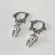 Gothic Jewelry Tooth Stud Earrings Grunge Rock Accessory Charms Hoop Earrings for Women Punk Korean Fashion Earrings