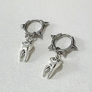Gothic Jewelry Tooth Stud Earrings Grunge Rock Accessory Charms Hoop Earrings for Women Punk Korean Fashion Earrings