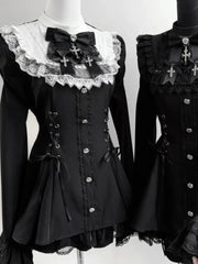 Gothic Vintage Hot Girl Patchwork Dress Women Lolita Y2k Design Prom Dress Female Lace Chic Korean Popular Clothes Halloween
