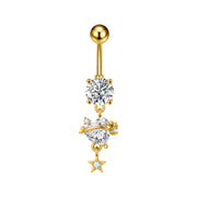 Elegant Dangled Belly Piercing Jewelry Fashion Dragonfly Owl Butterfly Shaped Curved Navel Rings Stainless Keys CZs Belly Ring