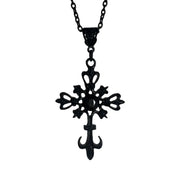 Gothic Cross Necklace For Women Men Punk Hollow Flower Cross Charms Choker Chain Vampires Pendant Jewelry Party Accessories Gift