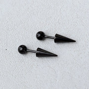2Pcs Stainless Steel Gothic Punk Black Piercing Earrings Women Men Popular Spike Tip Cone Personality Studs Earring Body Jewelry