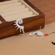 Gothic Personality Stereo Conch Ancient Silver Stainless Steel Stud Earrings for Men Women Hallowmas Punk Jewelry Accessory Gift