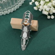 Gothic Punk Ring Rock Scroll Joint Armor Knuckle Metal Full Finger Claw Rings Halloween Unisex Adjustable Ring Vintage Jewelry