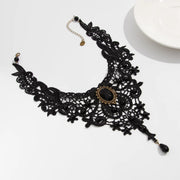 Fashion New Vintage Gem Black Lace Bead Necklace Gothic Steampunk Style Stonego Gothic Collar Necklace Pendant