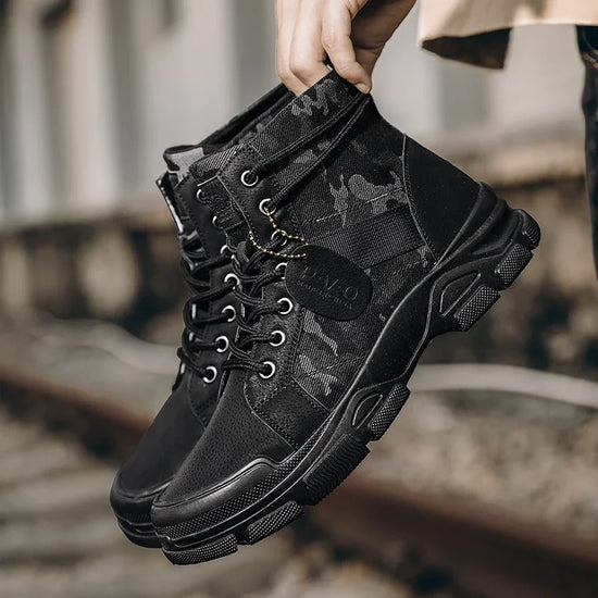 Hiking Boots For Men Autumn High Top Camouflage Desert Casual Flats Mens Boot Breathable Non Slip Work Shoes Zapatillas Hombre