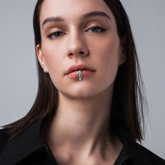 Gothic Geometric Beast Tooth Metal No Piercing Lip Clip Ear Clip For Men Women Party Cosplay Individuality Face Accessories