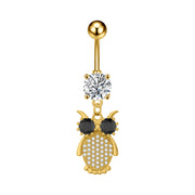 Elegant Dangled Belly Piercing Jewelry Fashion Dragonfly Owl Butterfly Shaped Curved Navel Rings Stainless Keys CZs Belly Ring