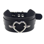 Choker Collar Necklace Woman Black Punk Sexy PU Leather Heart Lock Key Spike Chocker Gothic Cosplay Accessories Party Jewelry