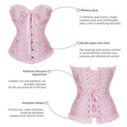 Gothic Corsets Lace Up Corset Top Y2K Jacquard Design Bustier Corset Boned Structure Floral Lace Waist Trainer Cincher Women