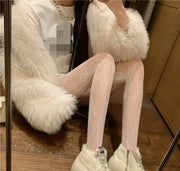 Gothic Tights Women Leggings Lolita Hollowed Out Mesh Stockings Japanese Bottomed Lace Pantyhose Floral Rattan Black Stocking