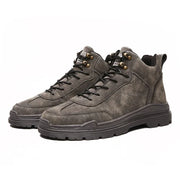 Men's High-top Boots in Solid Color Retro Style Fashionable Flat and Durable Handcrafted All-season Outdoor Work Boots