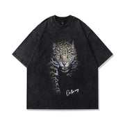 Gothic T Shirt Men Women Leopard Anime Print Oversized Summer Short Sleeve T Shirt Harajuku Fashion Streetwear Hip Hop T Shirt