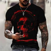 Men's Casual T-Shirt, Gothic Skull Heart Hands Graphic Black Short Sleeve Crew Neck Tee Cool Streetwear Halloween Fashion Top