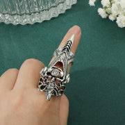 Gothic Punk Ring Rock Scroll Joint Armor Knuckle Metal Full Finger Claw Rings Halloween Unisex Adjustable Ring Vintage Jewelry
