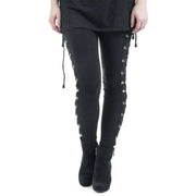 Gothic Street Style Leggings Women Skinny Black Pants High Waist Butt Liftting Fashion Lace Up Leggings Outdoor Walking Pants