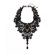 Fashion New Vintage Gem Black Lace Bead Necklace Gothic Steampunk Style Stonego Gothic Collar Necklace Pendant