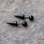 2Pcs Stainless Steel Gothic Punk Black Piercing Earrings Women Men Popular Spike Tip Cone Personality Studs Earring Body Jewelry