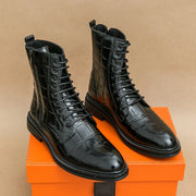 Men Fashionable Pointed Leather Chelsea Boots Versatile British Style Business High Top Casual Boots Men Street Motorcycle Boots